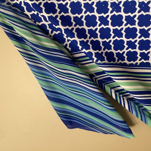 JM Collection Womens pullover V-neck Blouse beaded Size Large Adjustable - Picture 11 of 15